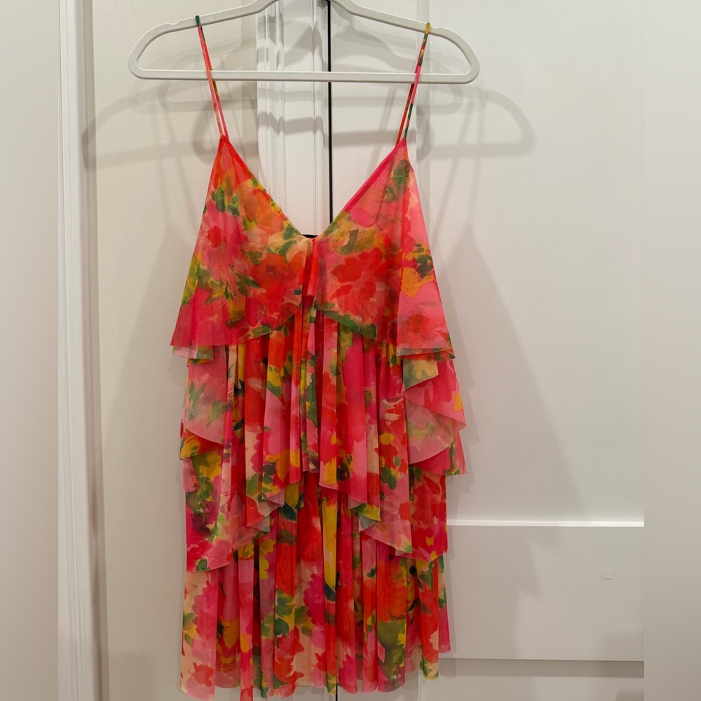Zara Floral Mini Dress - Pink and Orange